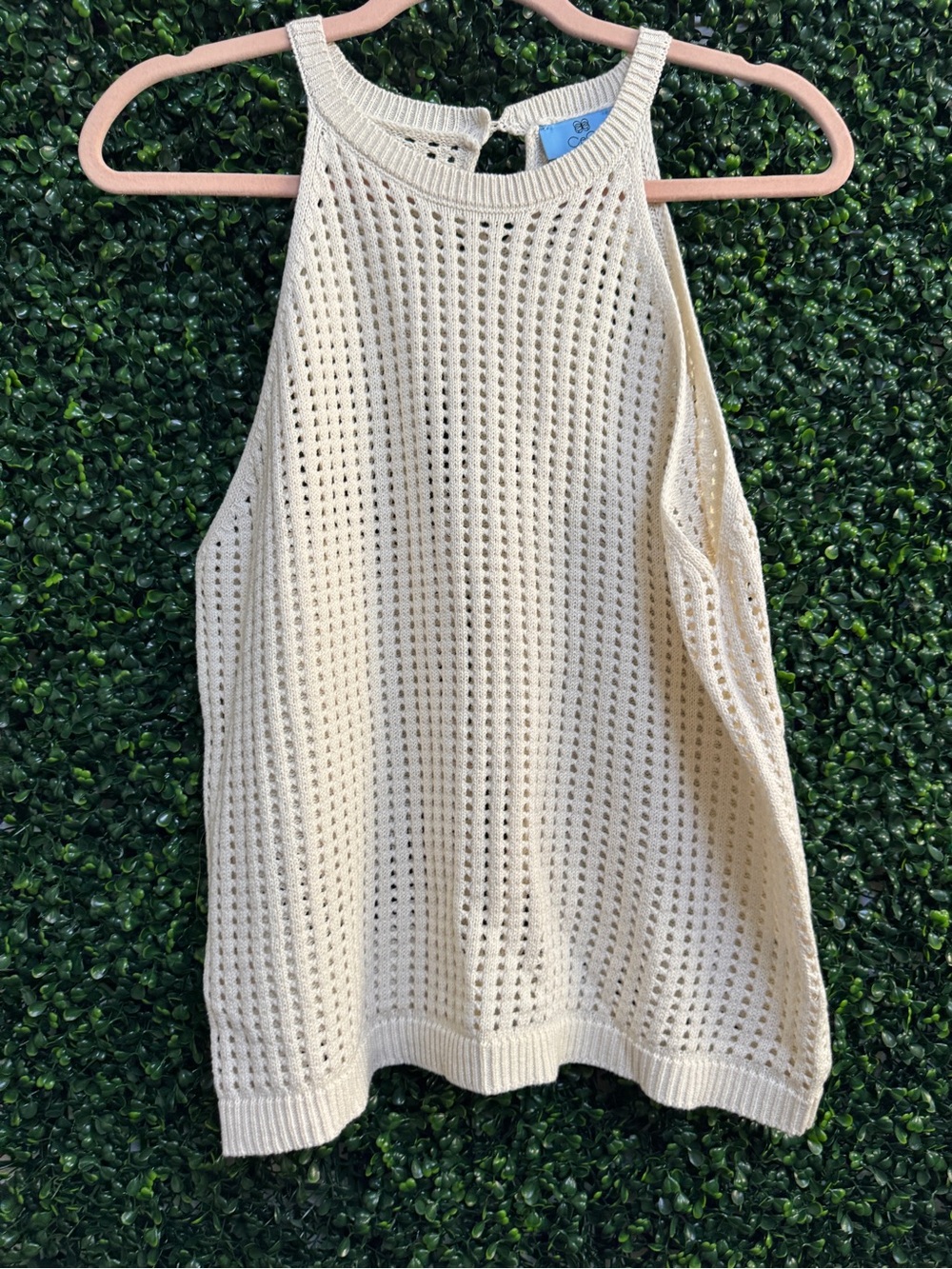 CeCe Cream Open-Knit Halter Sweater Tank